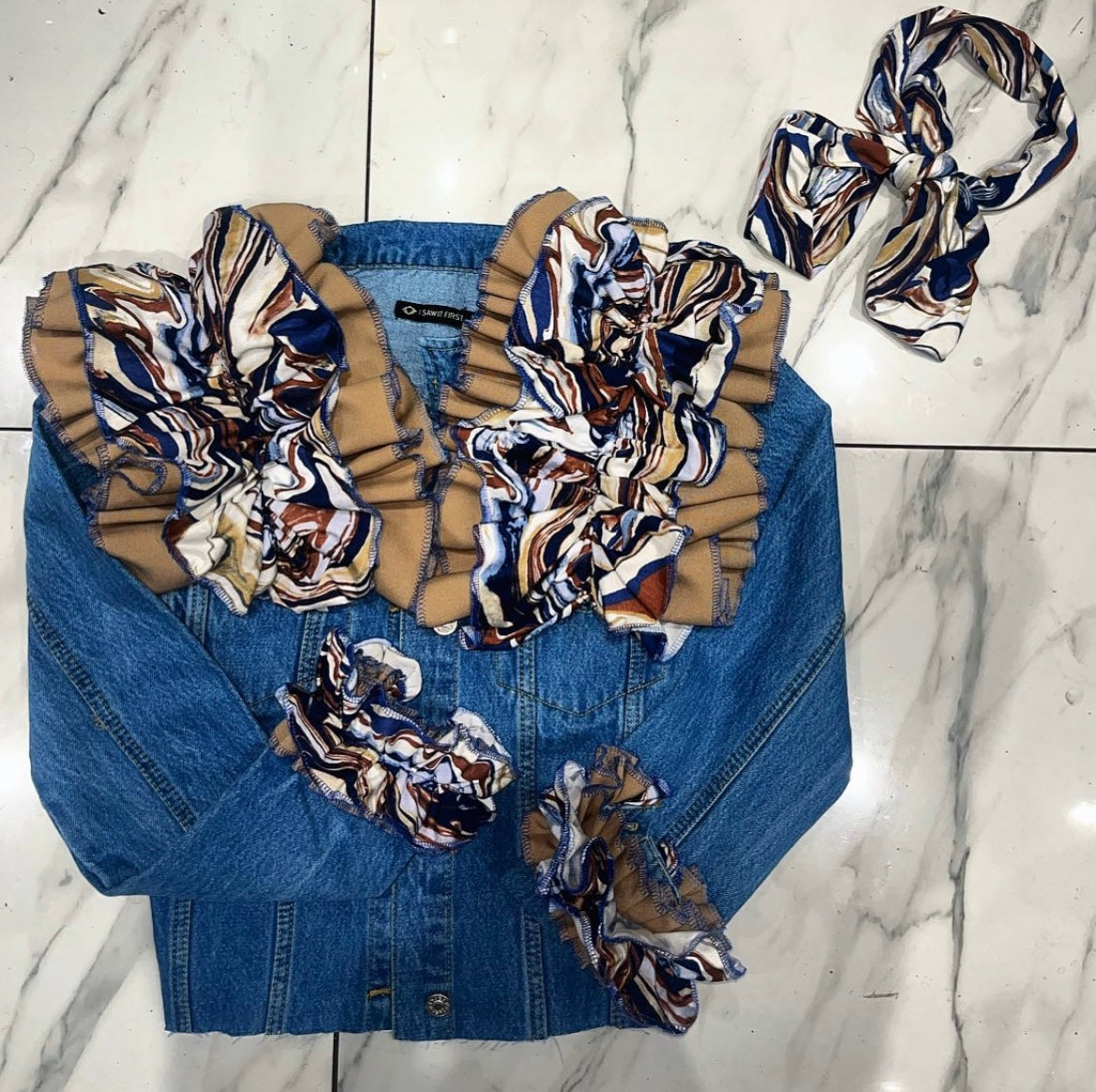 Brown & Blue Ruffle